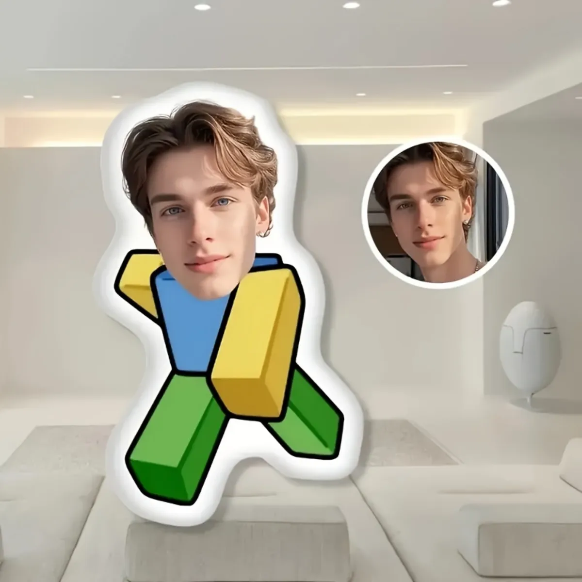 تخصيص بناء كتلة الوجه صورة الوسائد المنزلية، وسائد مطبوعة على الوجهين DIY، هدايا مضحكة