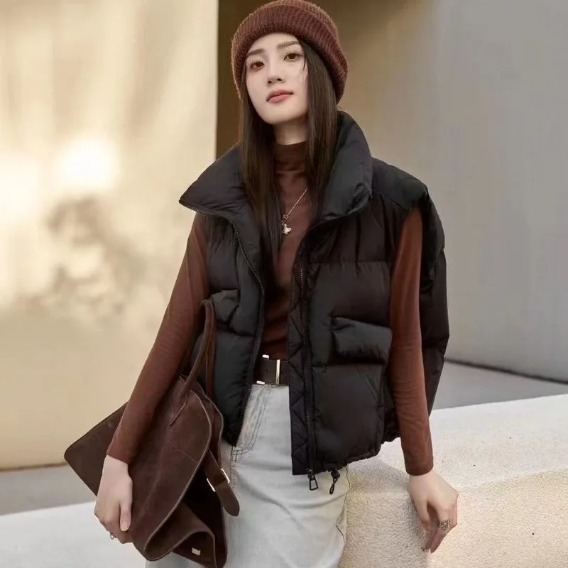 سترة نسائية كورية جديدة ذات ياقة واقفة من القطن سترة خارجية فضفاضة #3