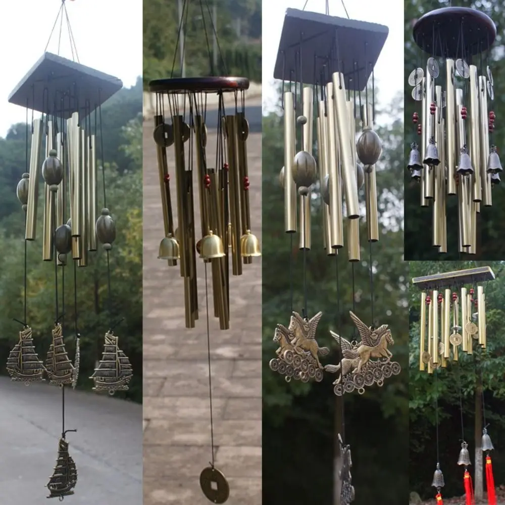 Gift Aluminium Tube Wind Chimes Copper Coin Butterfly Pendant Garden Yard Decoration Home Creative Pendant Wind Chimes