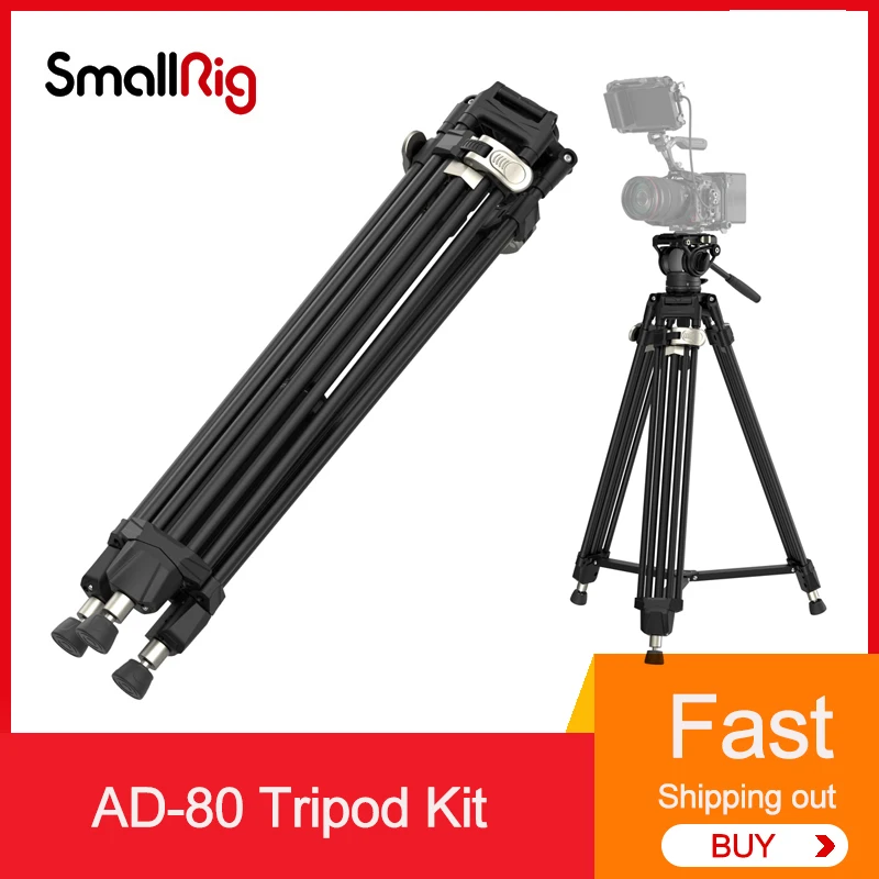 SmallRig 4163/4164 FreeBlazer Heavy-Duty Aluminum Alloy Tripod Kit AD-80 One-key Locking Quick Height Adjustment Tripod For Vlog