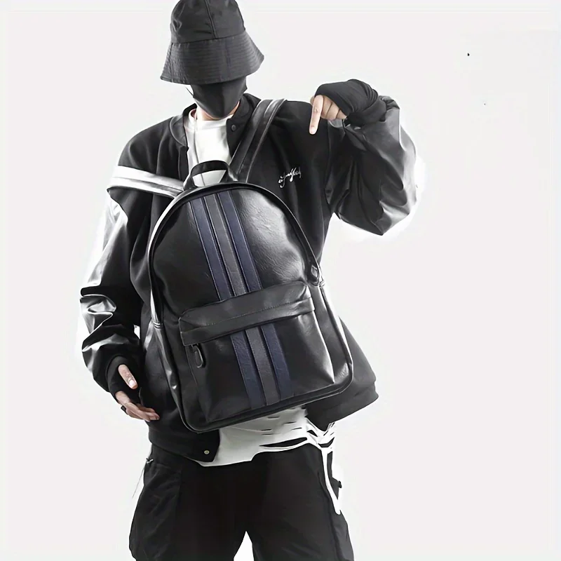 New Design Fashion Men Backpack PU Laptop Backpack Schoolbag Back Bag Pack Male Travel Bags Large