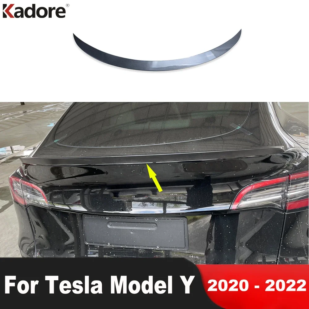 

Накладка на спойлер заднего багажника, Накладка для Tesla Model Y 2020 2021 2022 2023 2024, карбоновая Автомобильная задняя дверь, боковое крыло, молдинговая лента, аксессуары