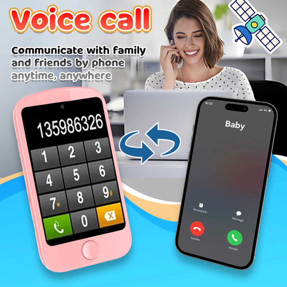 2G Call Kids Smart Phone Mini Toy Phone Audiobooks Dual Camera Education Tool for Children Boys Girls Music Player Puzzle Games