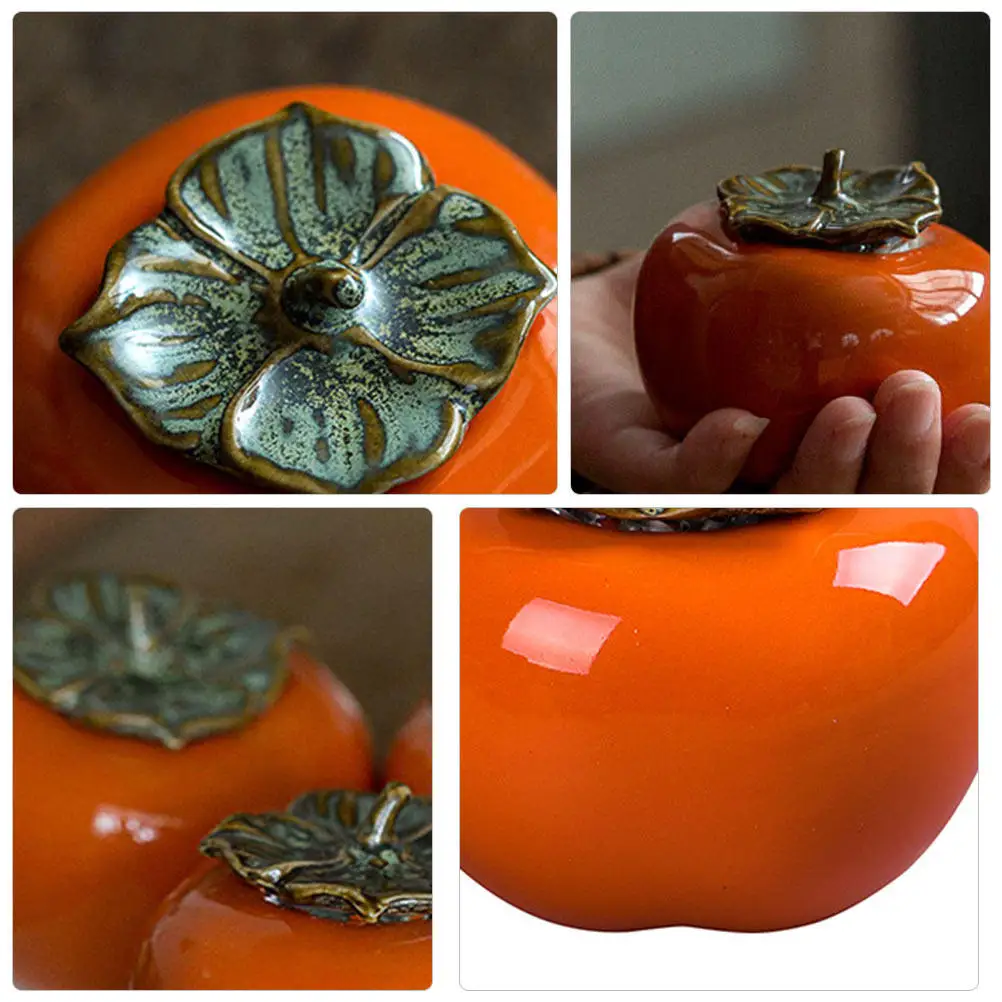 

Керамическая герметичная банка для чая в форме хурмы, креативный контейнер для хранения, украшение для дома, свадебный подарок, подарочная бутылка