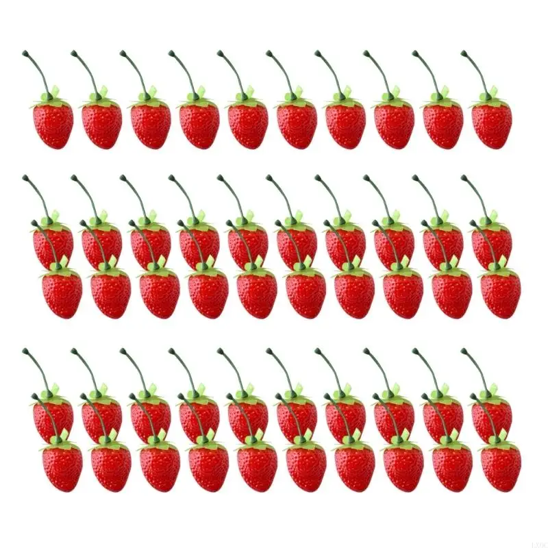 

LX0C Simulation Strawberry Plastic Fake Fruit Model Artificial Fruit Kitchen Party Decoration Realistic Decorative Fake Fruit