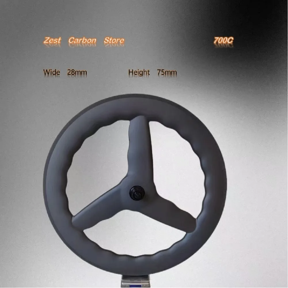 

700C Road Bicycle 3 Spoke Carbon Wheels TT bike Wheelst Clincher /Tubeless Tri spoke wheel