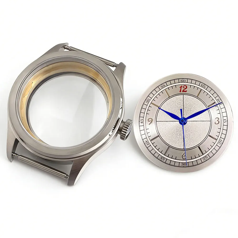 Retro Watch Case 38mm Dial Set Sapphire Crystal Fit NH35 NH36 NH38 ETA2824 PT5000 ST2130 Men's Wristwatch Parts Glass Back