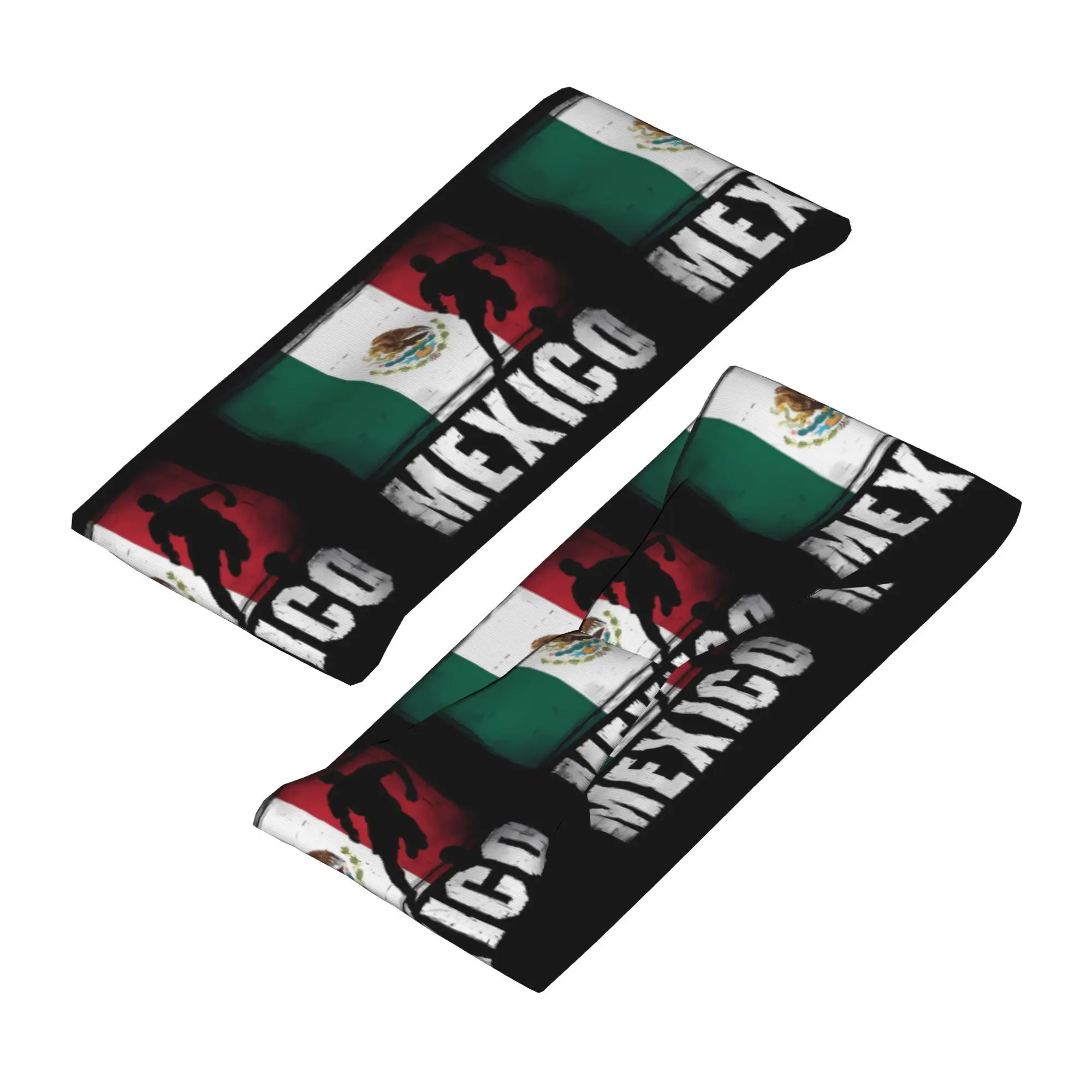 Vintage Mexico Flag Soccer Player Silhouette Elastic Sweat Wicking Sports Headband For Mexican Football Fans Men Women view 5