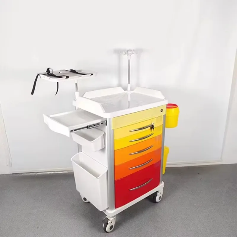 Wireless Nursing Trolley with 5 Inch ABS Caster Wheel Hospital Furniture Made From Durable Plastic