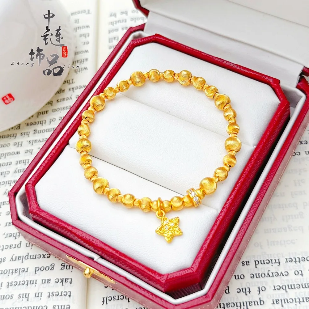 Brushed cat eye star set with diamond running ring bracelet female
