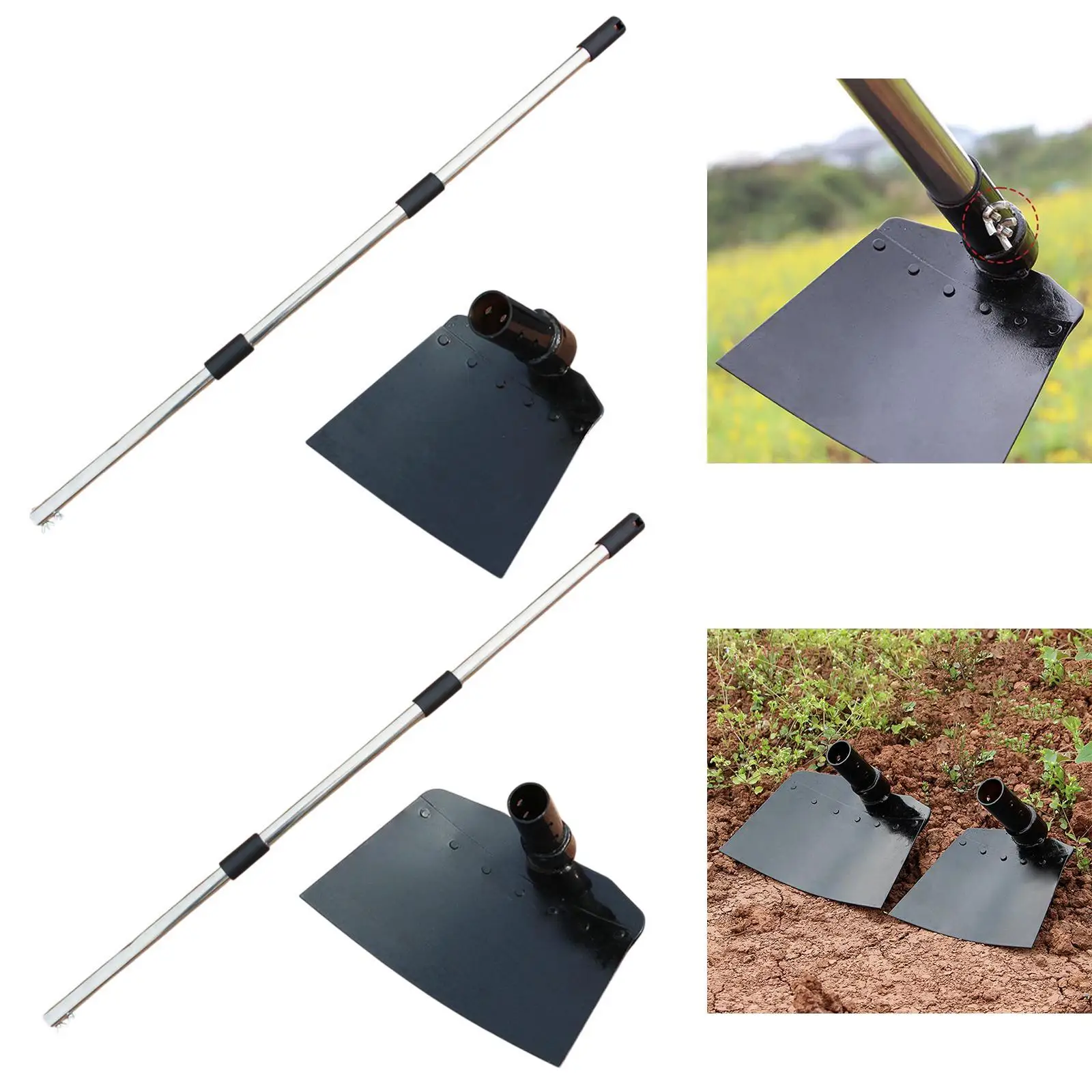 Weeding Hoe Telescopic Versatile Stainless Steel Pole Adjustable Garden Hoe for Weeding Loosening Soil Planting Cultivating Yard