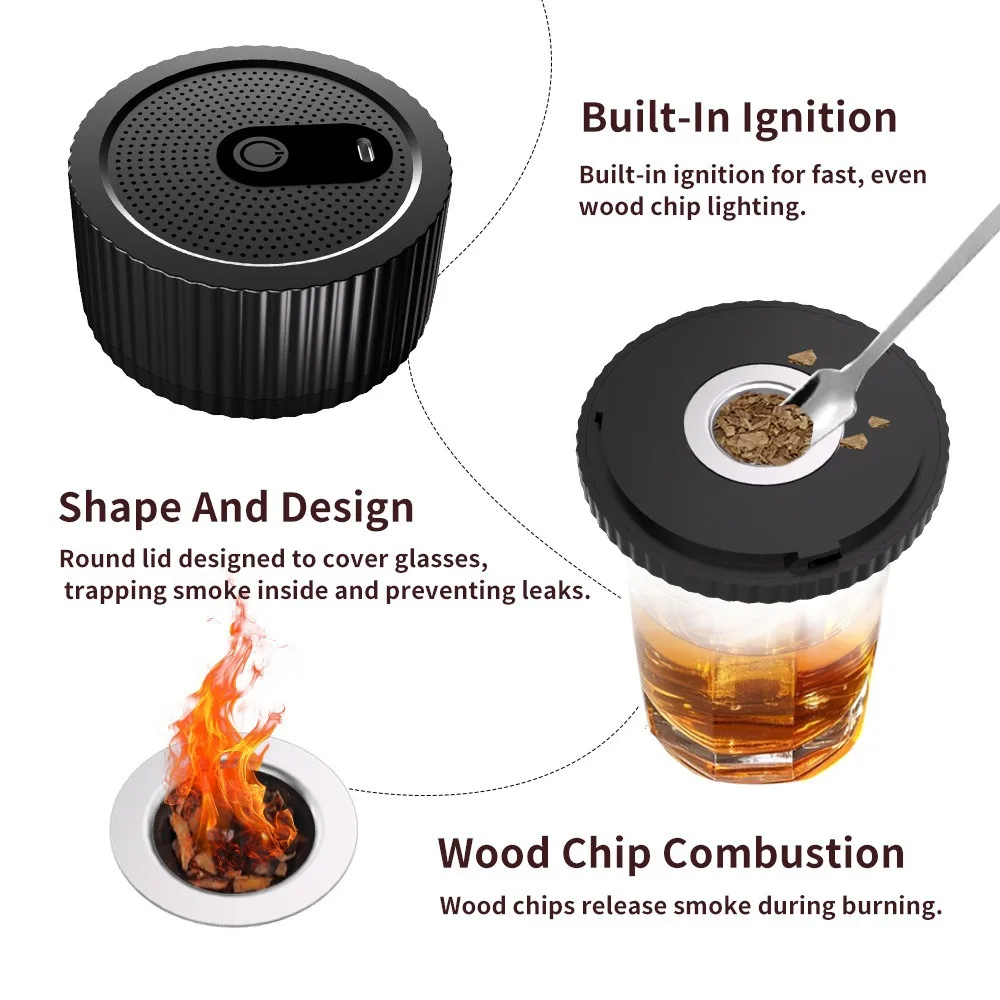 

Luxury Electric Cocktail Smoker: Hot-Selling Detachable Smoking Gun with Whiskey Wood Chips Infuser Bartending Taste Enhancer