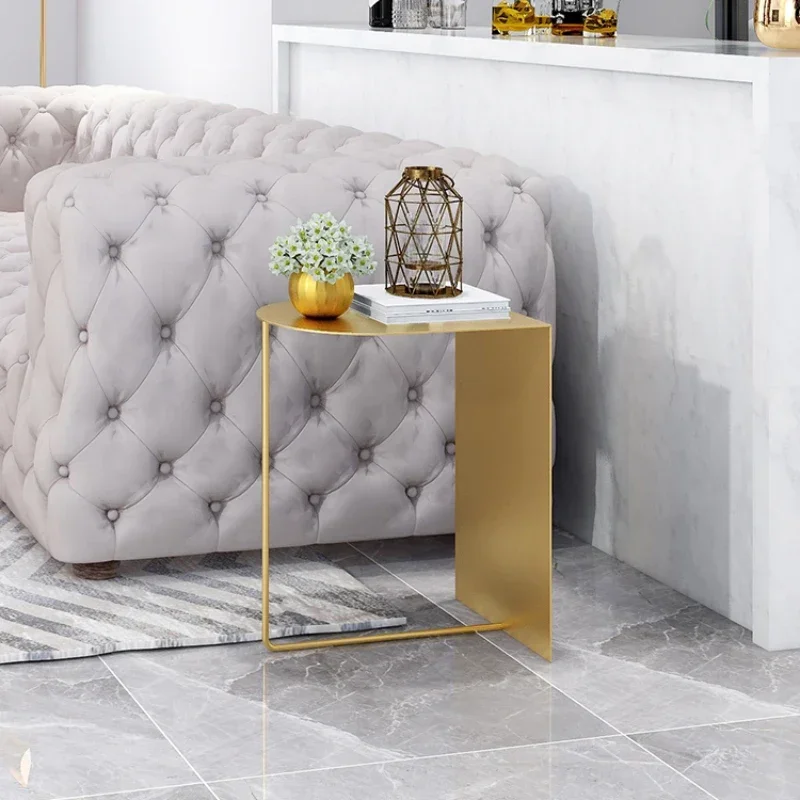 

Minimalist Coffee Table, Metal Corner Stand, Movable Center Desk, Smooth Line Baking Paint Table for Living Room.