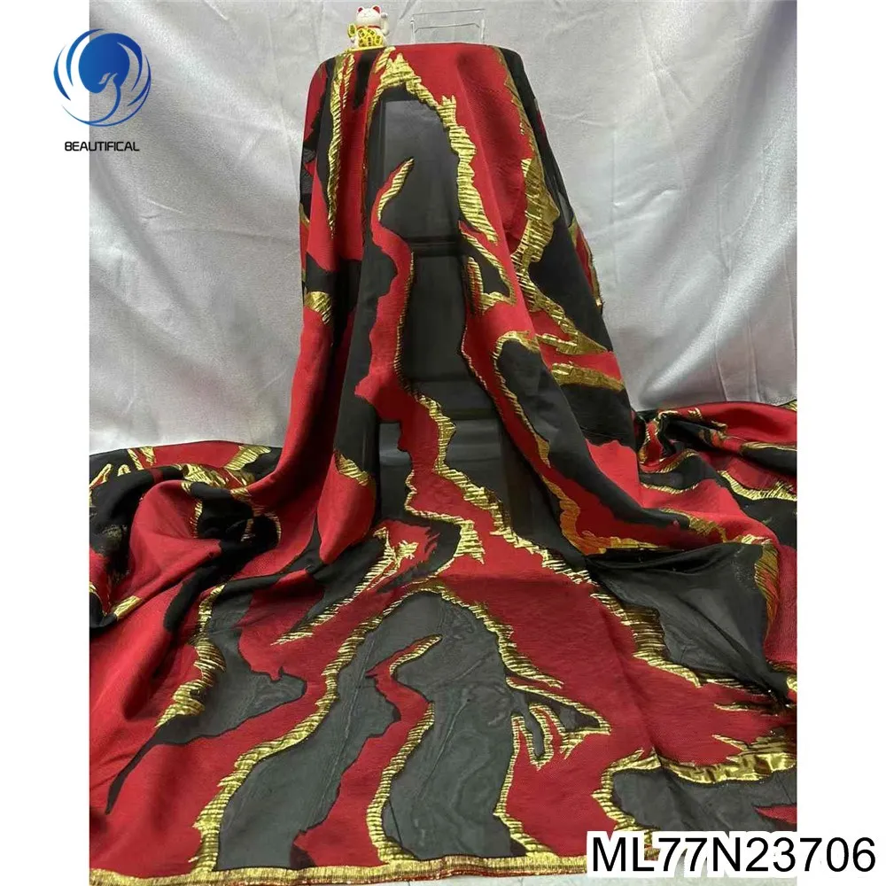 

Новинка 2025 года, высококачественная нигерийская африканская красная жаккардовая удобная кружевная французская свадебная ткань ML77N237