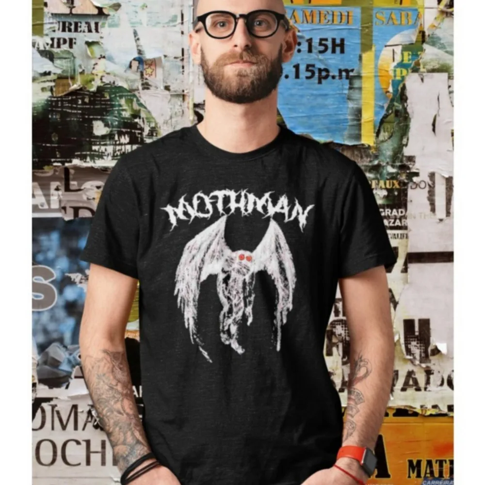 Mothman Shirt Spooky Cryptid Tee Gothic Horror Paranormal Top Punk Aesthetic Point Pleasant WV Gift for Mothman Lovers