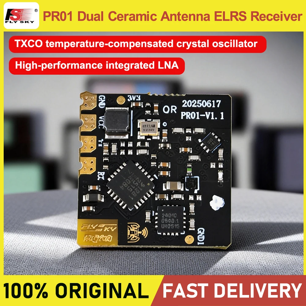 FlySky PR01 Dual Ceramic Antenna ELRS Receiver Support All ELRS Protocol Transmitter and High Frequency