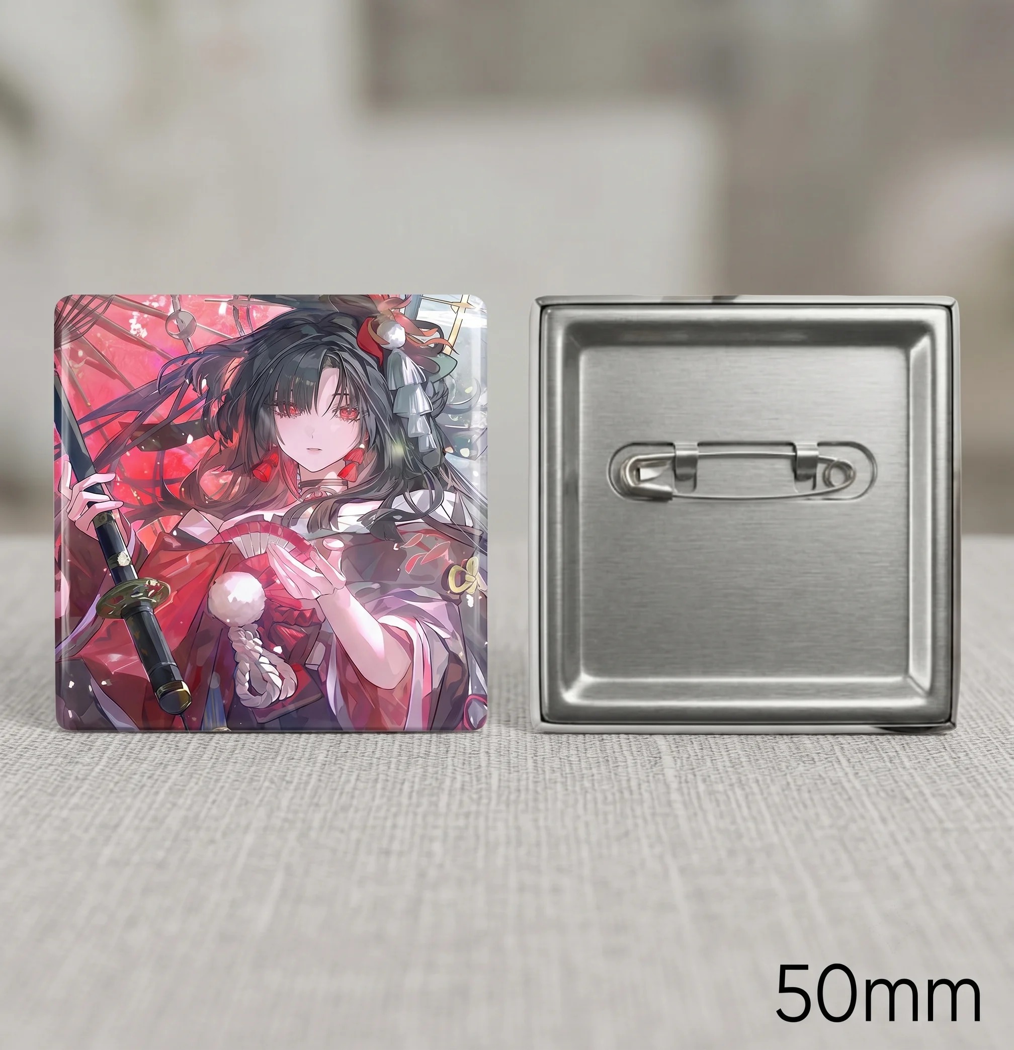 Heterochromia Game Anime Merch Fanart Enamel Badge Round 58 Square 50mm Tinplate Pin Otaku ACG Button Keychain Collectible Toy