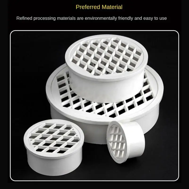 Insert Type Simple Floor Drain PVC 50-160 Round Pipe End Filter Net Air Vent Cover For Garden Balcony Roof Drainage Fittings