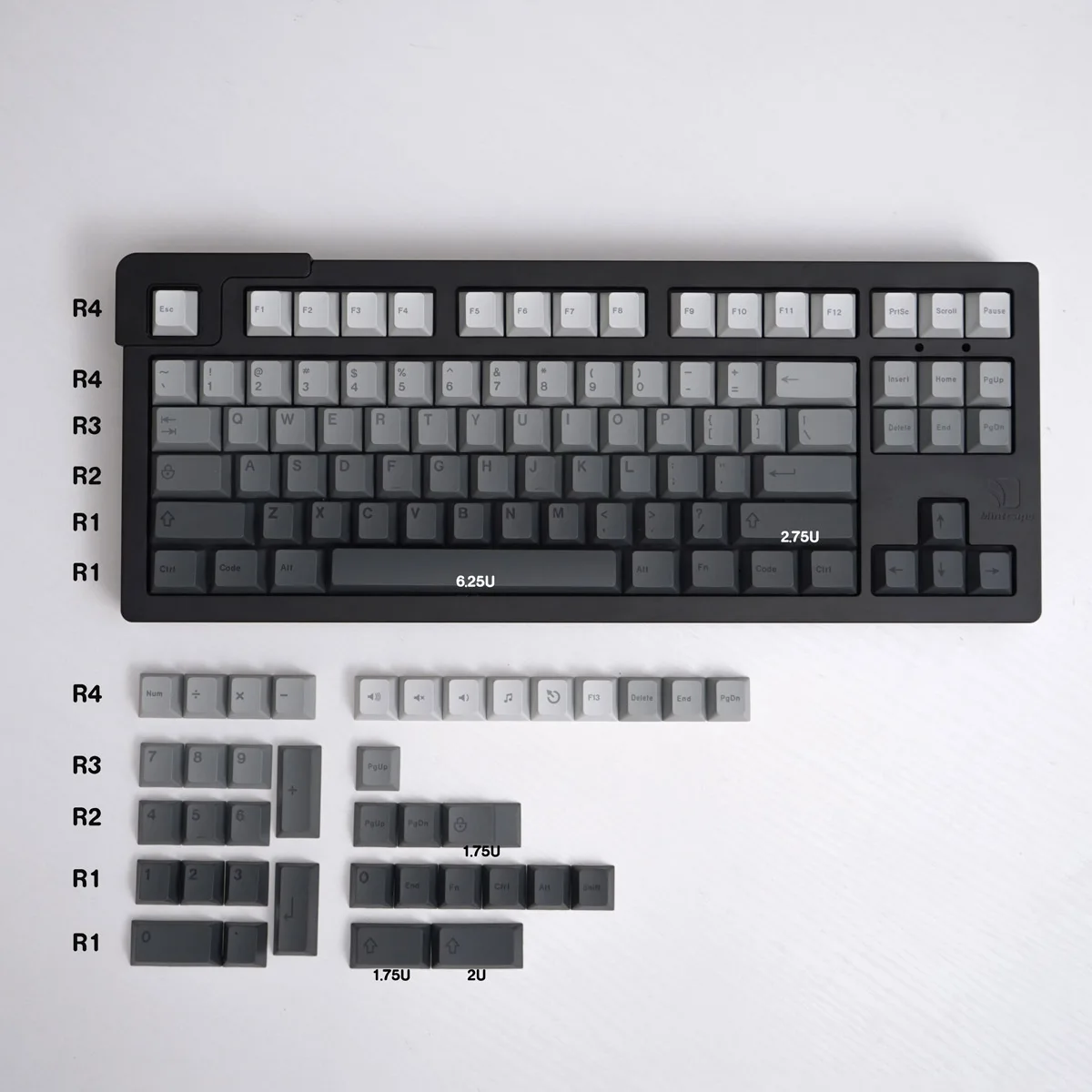 

GMK Keycaps Gray gradient front/side engraved 125 key PBT keycaps Dye sublimation Cherry Profile for mechanical keyboard keycap