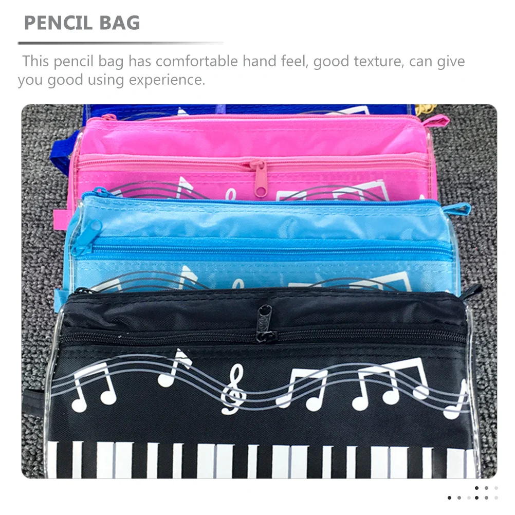 2 pçs caso de lápis saco portátil música nota bolsa malotes piano padrão pencilcase armazenamento dupla camada