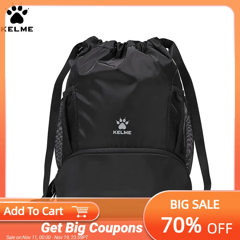 

KELME Portable Drawstring Basketball Backpack Mesh Bag Football Soccer Volleyball Ball Storage Bags Outdoor Sports Traveling