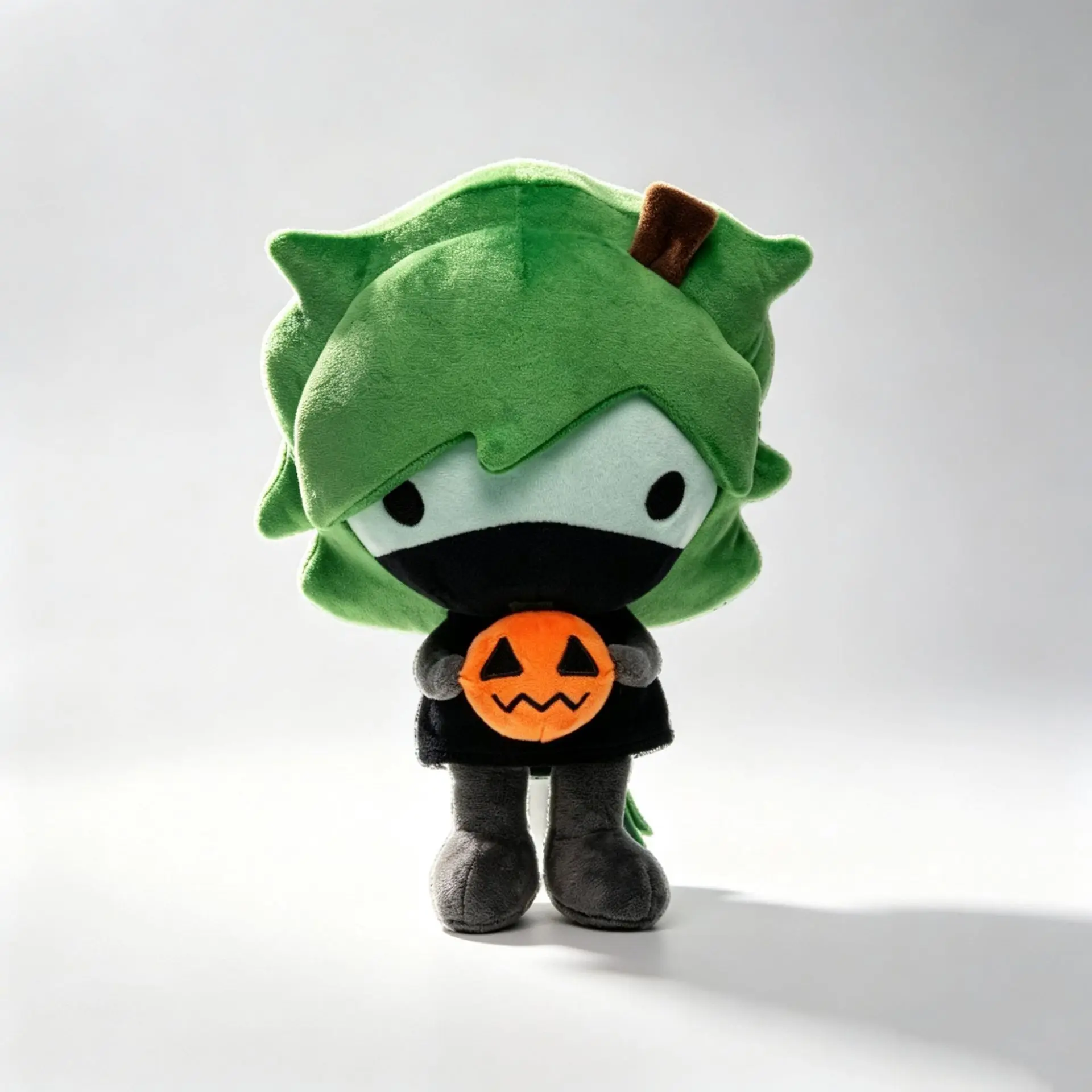 New Smokeebee Plush Toy 20cm Green Explosive Head Stuffed Doll With Pumpkin Halloween Themed Decorative Collectible For Adult