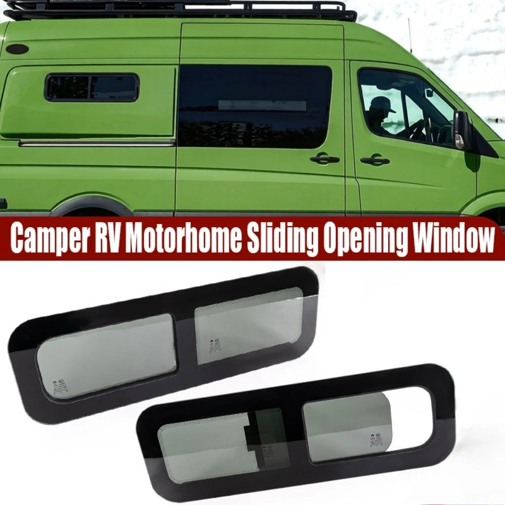 800x270mm UNIVERSAL CAR CAMPER VAN SLIDING OPENING WINDOW GLASS DARK TINT WATERPROOF