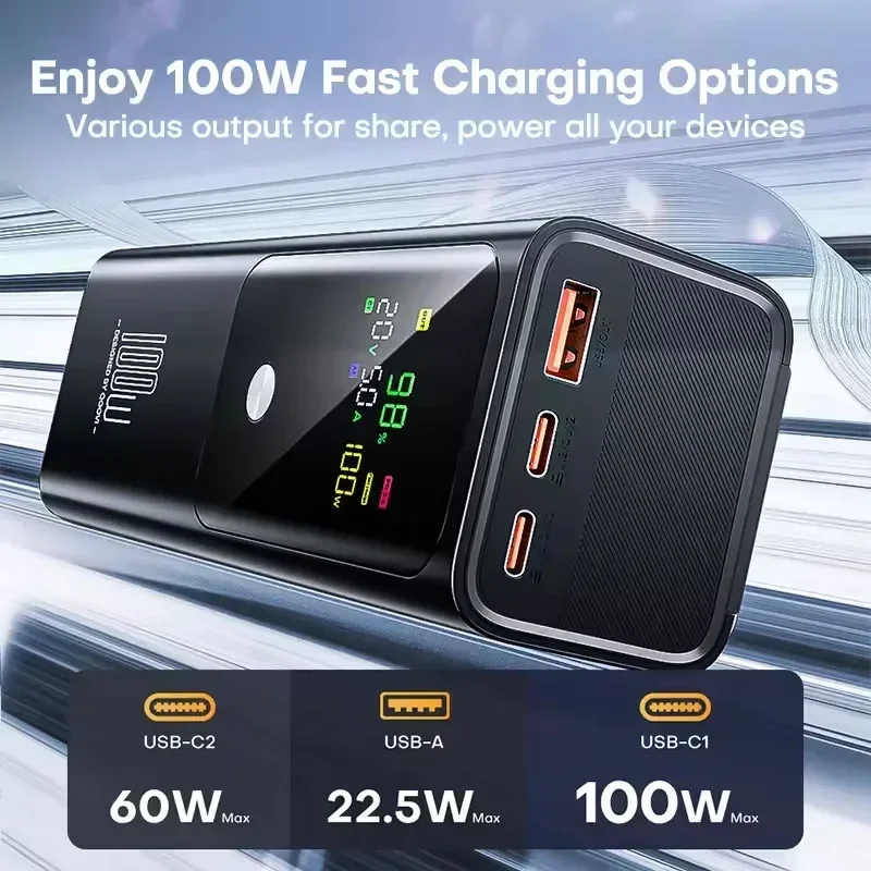 Fast Charging 100W PD Power Bank with  20000mAh External Battery with Double USB and Digital Display for Laptop iPhone Samsung