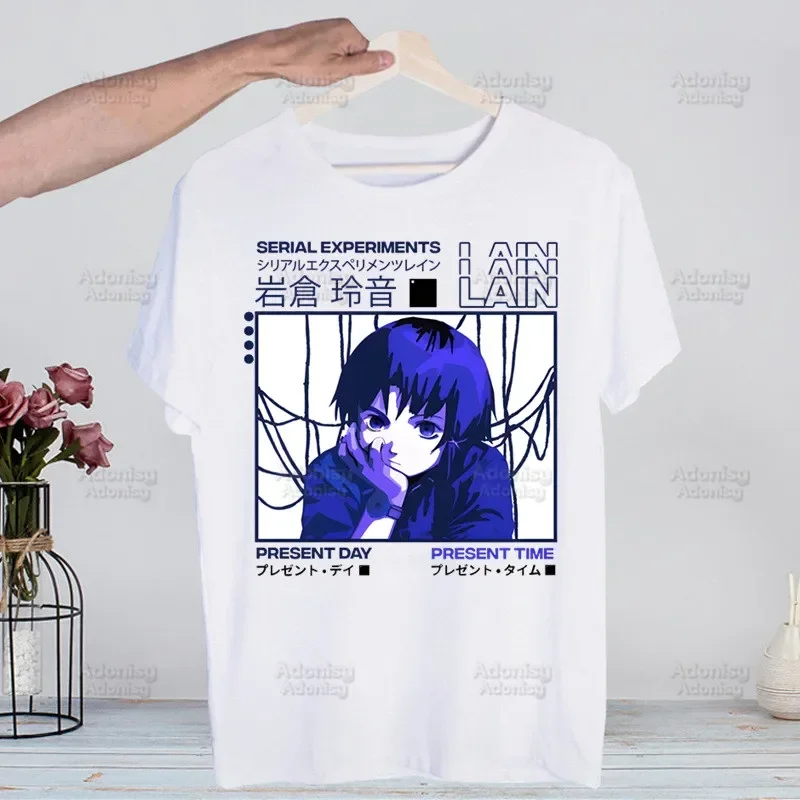 Serial Experiments Lain T Shirt Men Shirts Quality Summer Japan Anime Iwakura Manga Top Tshirts Short Sleeves Tees T-Shirt