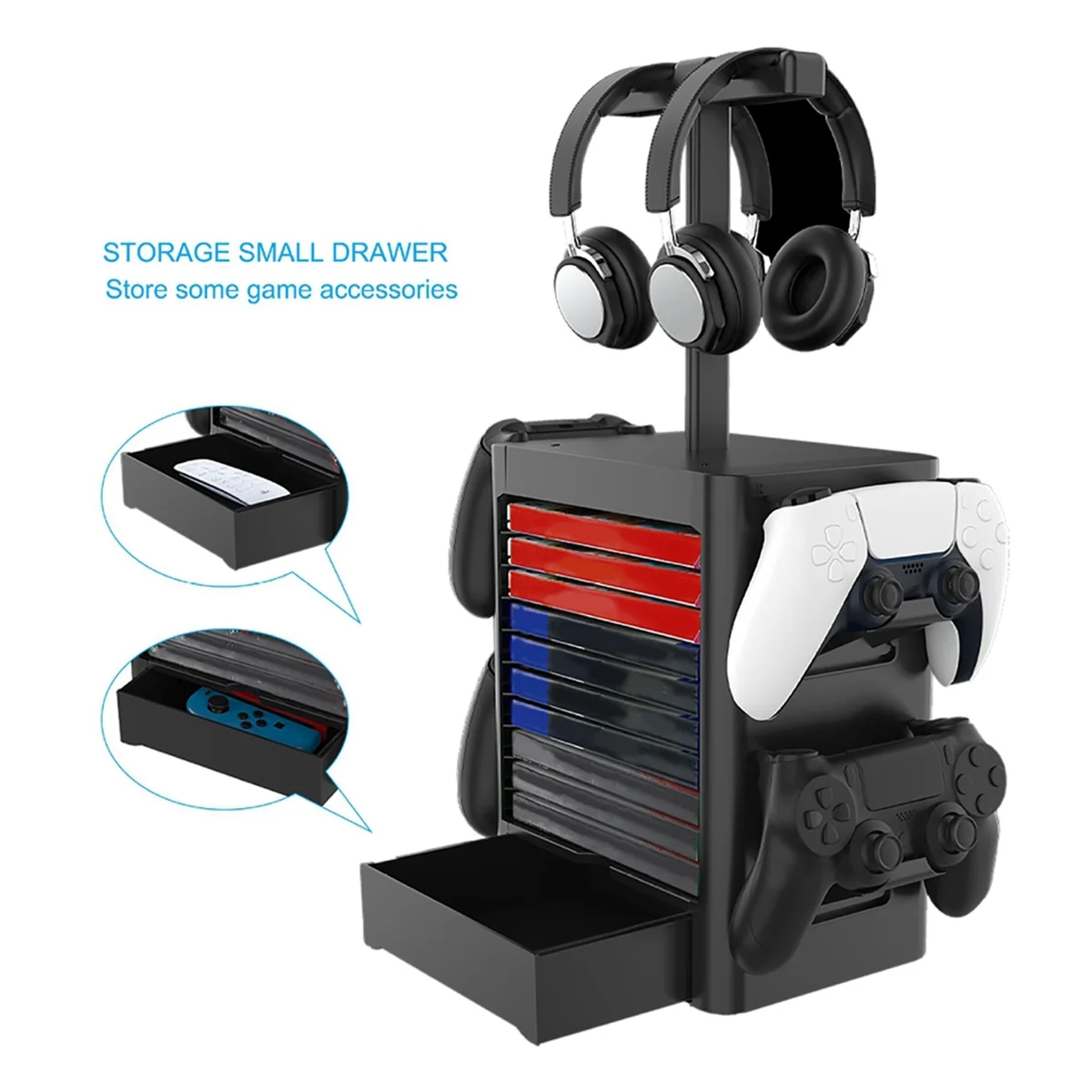 

Hot! Multi-Functional Game Stand for Nintendo Switch PS5 / PS4 CD Disc Headphone Stand Storage Rack for Xbox Series Black