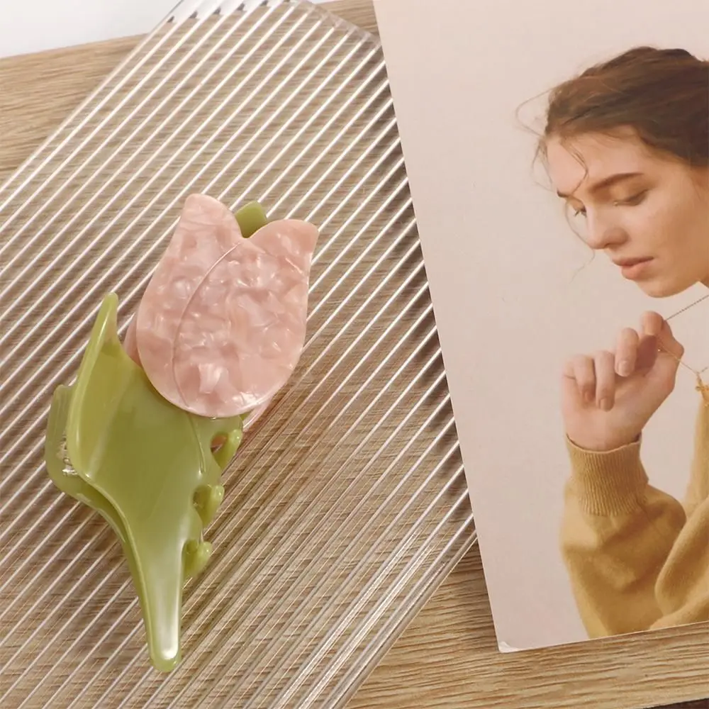 Pince à Cheveux en Forme de Fleur d'Acide Acétique, Barrettes de Tulipe, Requin en Acétate, Porte-Queue de Cheval, Accessoires pour Femme