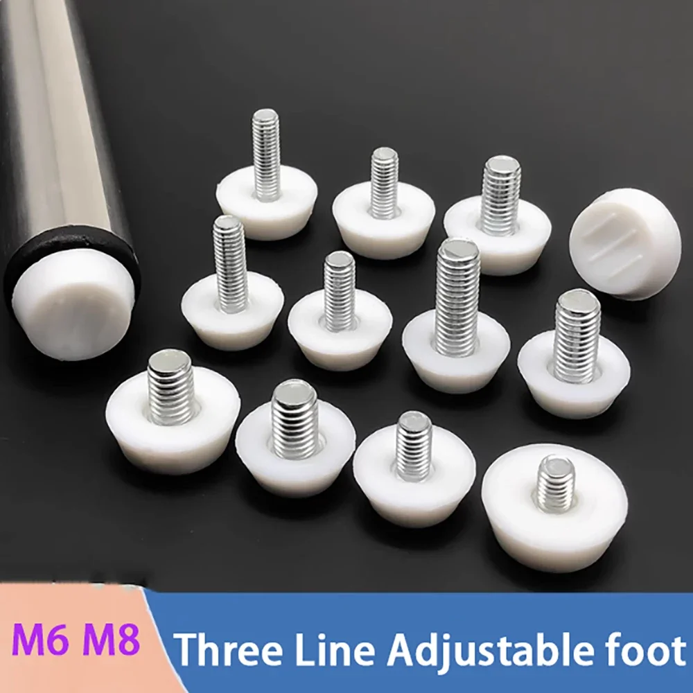 PE Plastic Screw Foot Pad Cushioning Mechanical Chassis Adjustable Foot Pad Anti Slip Shock-Absorbing White Machine Foot Pad