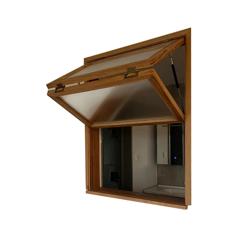 نافذة هوفر كريمية للرياح من الخشب الصلب لأعلى ولأسفل، نافذة قابلة للطي للمطبخ وغرفة المعيشة، إطار خشبي عتيق #5