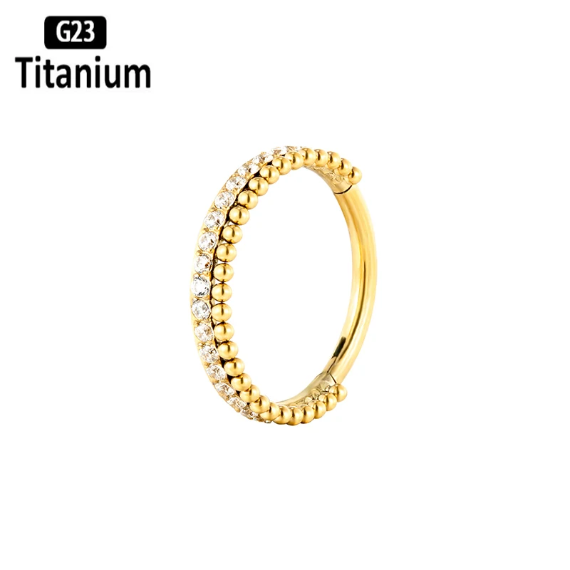 G23 Titanium CZ Hoops With 1mm Ball Hinged Segment Rings 8/10/12mm Septum Clicker Nose Ring Helix Piercing Body Jewelry Earrings
