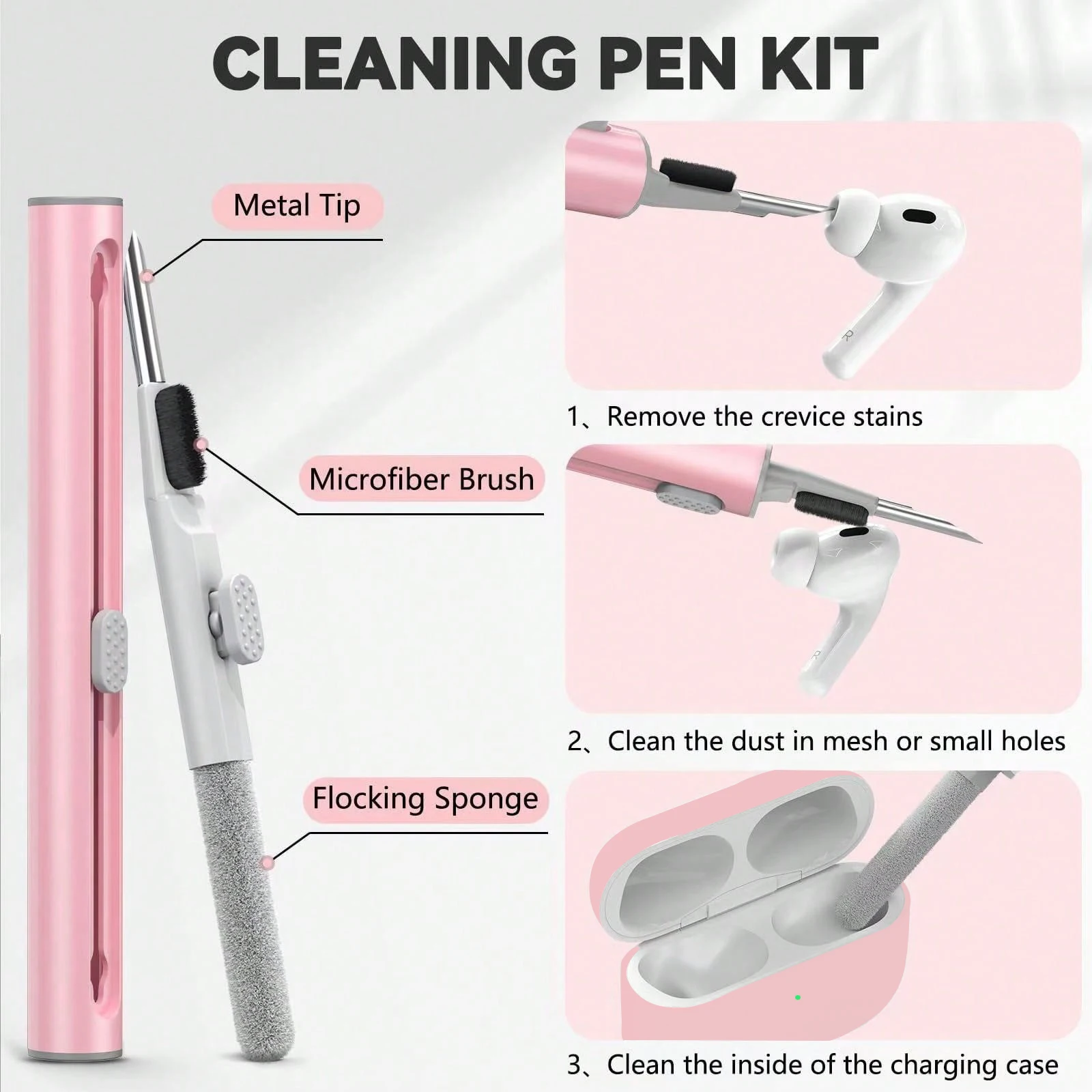 Custodia per auricolari per AirPods Pro2 Cover con kit di pulizia Custodia protettiva in silicone morbido con gancio per cuffie Wirless