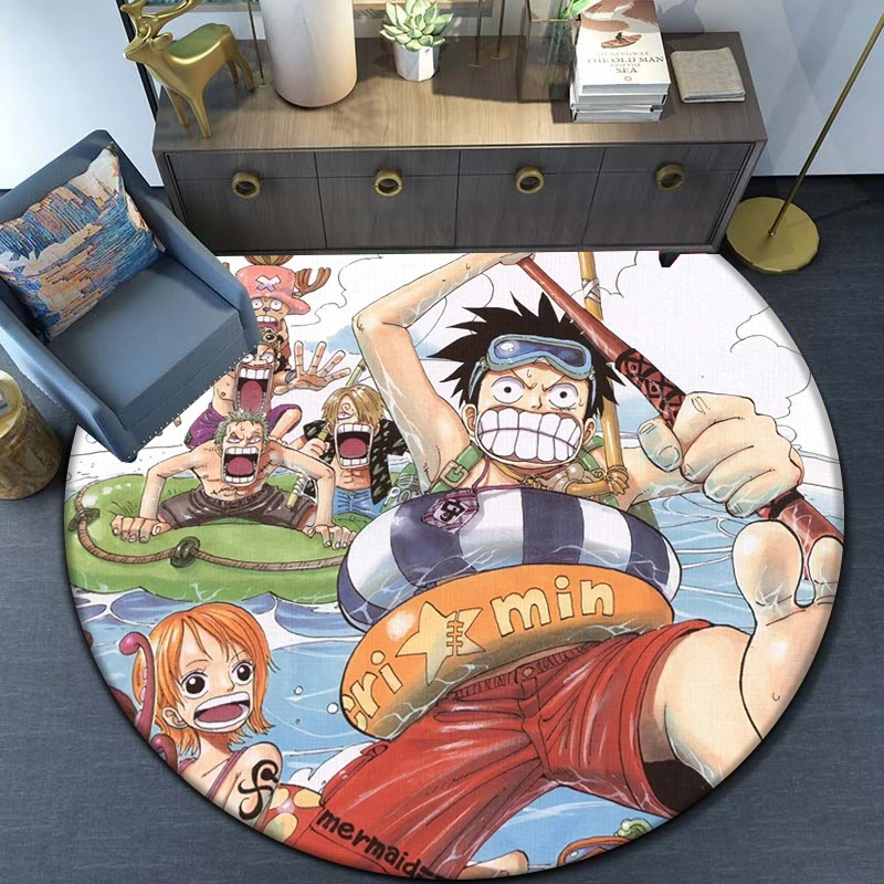 Pirate King Luffy cartoonRound Carpet for Living Room Rugs Camping Picnic Mats Flannel Anti-Slip Rug Yoga Mat Gifts,cool carpets