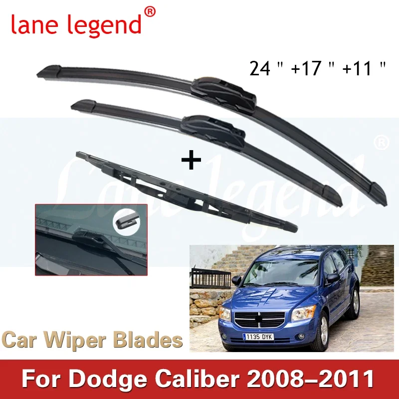 

For Dodge Caliber Front Rear Wiper Blades Brushes Cutter Accessories J U Hook 2008-2011 2008 2009 2010 2011