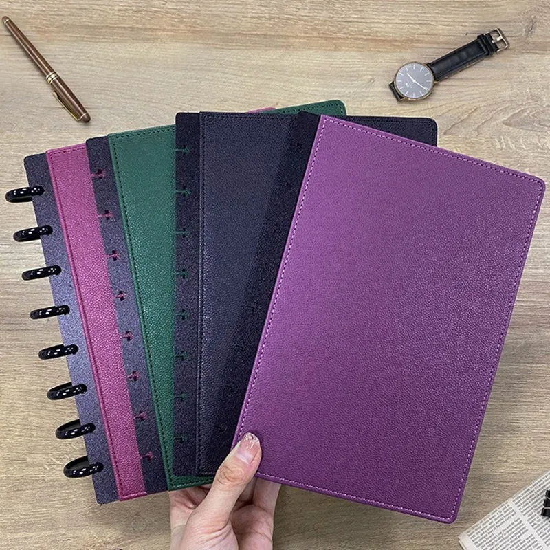 A5 PU Leather Notebook Covers with 8 Mushroom Holes for DIY Daily Planner Schedule Loose Leaf Paper Cover