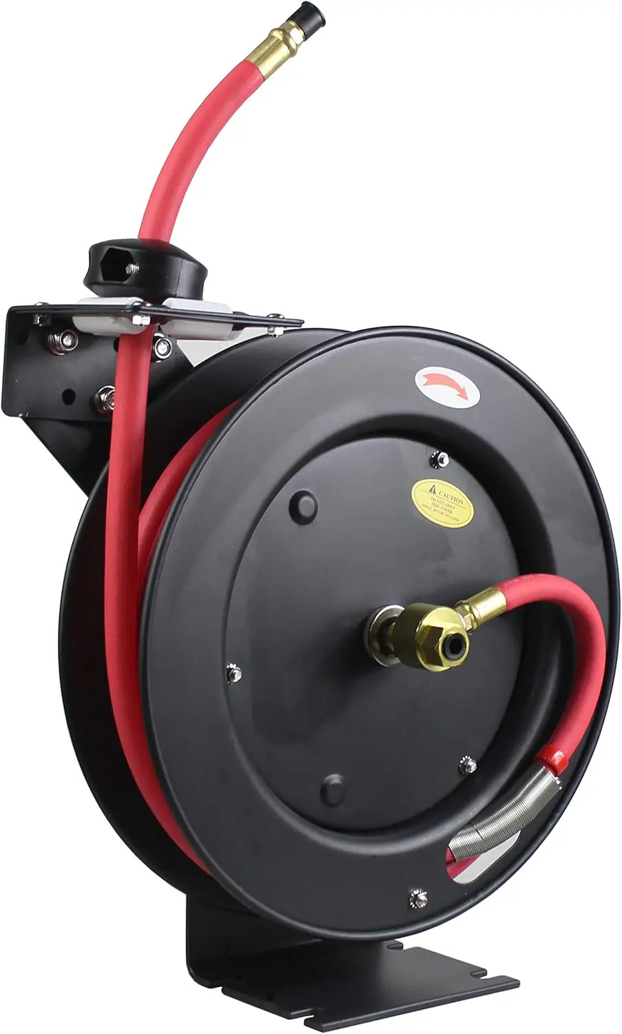 

25ft Auto Rewind Retractable Air Hose Reel with 3/8" x 25' Rubber Hose & Brass Fittings, 250 PSI