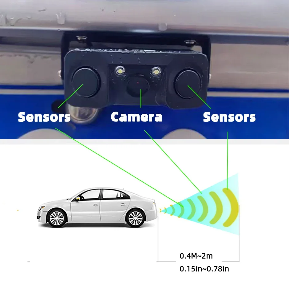 Parking Sensor PDC 3 in 1 Rear View Camera  Radar Set License Plate Lights Distance Control Parktronic 4.3/5in Monitor System