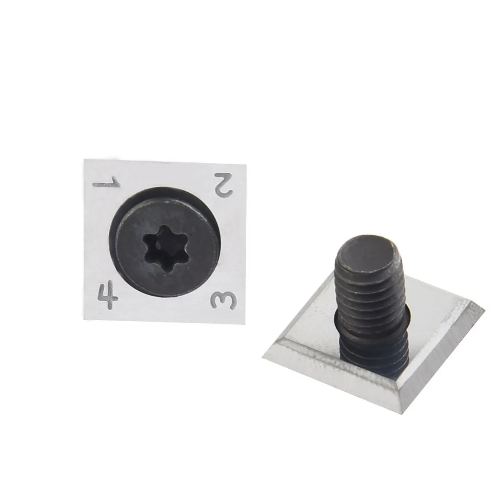 10pcs 14*14*2mm Carbide Inserts Cutters Square For Woodworking Spiral Planer Head Indexable Inserts With Screws CNC Tools