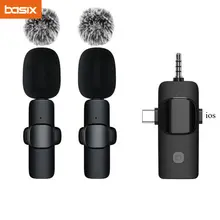 Wireless Lavalier Microphone 2.4G Mini Portable Audio Video Recording Mic for iPhone Android Live Broadcast Gaming 3