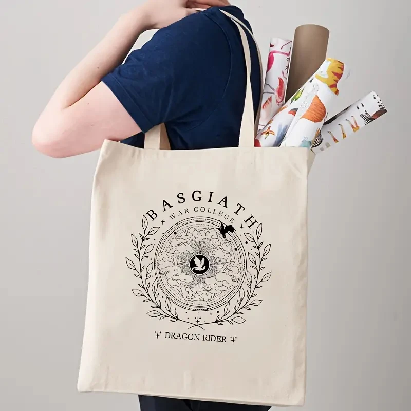 Basgiath War College Shopping Bag Fourth Wing Casual Canvas Tote Bag Dragon Ride Outdoor Travel Storage Shoulder Bags