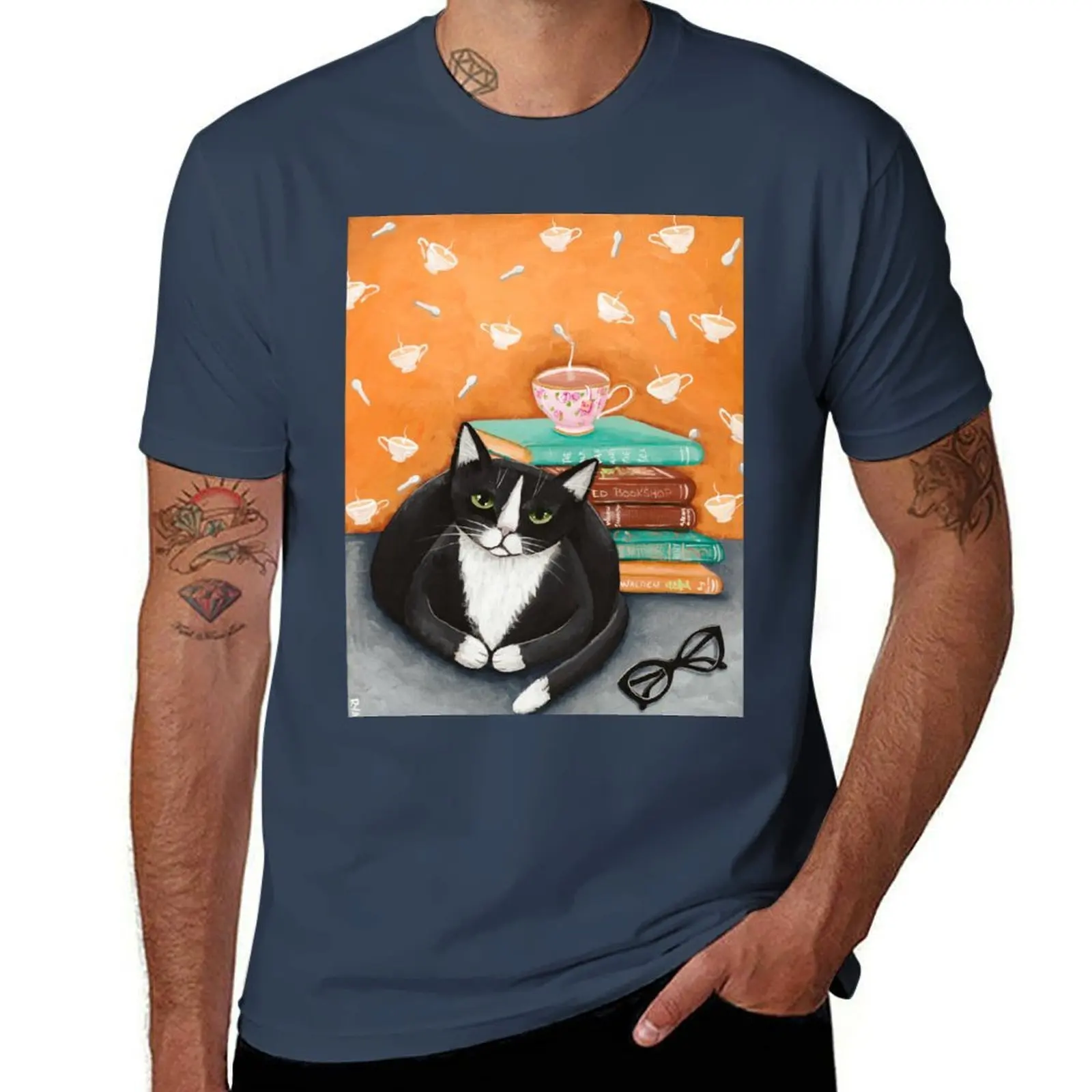 

Books, and Cats Tea, T-Shirt Light Athletic Short Sleeve Tee Shirt
