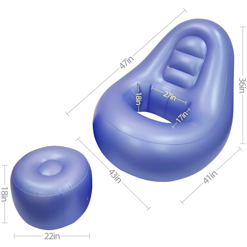 BBL Inflatable Chair After Butt Surgery Recovery Sitting Sleeping Pregnancy Relaxation with Ottoman Home Outdoor  Camping Mat