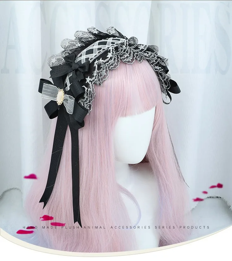 القوطية ارتفع Bowknot الحلو الشعر هوب أنيمي خادمة تأثيري عقال لوليتا الدانتيل زهرة أغطية الرأس ملحق دروبشيبينغ #6