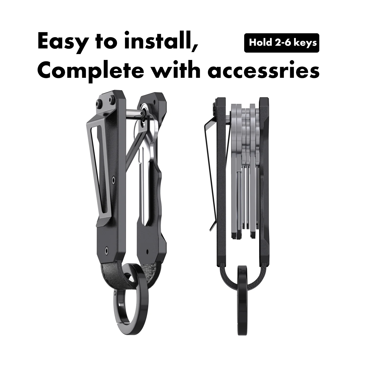 Portable Metal Keychain Men's Compact Aluminum Keychain - Keychain with Carabiner Holds 1-6 Keys Securely Key Holder