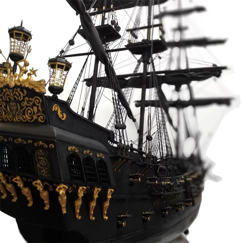 2023 Pirates of The Caribbean Black Pearl Interior Version Wooden Ship Model Assembly Kit DIY Model Building Toy Gift Collection