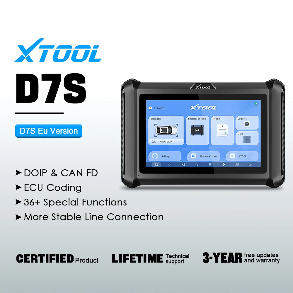 XTOOL D7S V2.0 Automotive Scanner Bidirectionele OBD2 Diagnostic Tool ECU Codering Key Programmeur met 39+ Service CANFD DOIP FCA