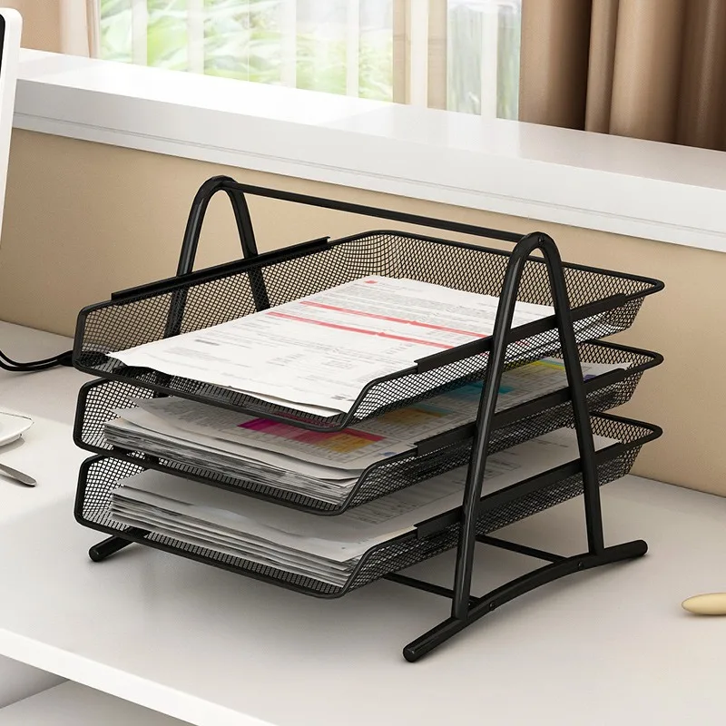 File column Metal iron mesh File column Data rack Multi-layer storage frame Desktop office supplies Organizing rack Wholesale